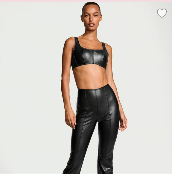 VS Black Faux Leather Bralette - Picture 3 of 10